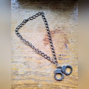 Silver Chain Necklace with Handcuff Pendant